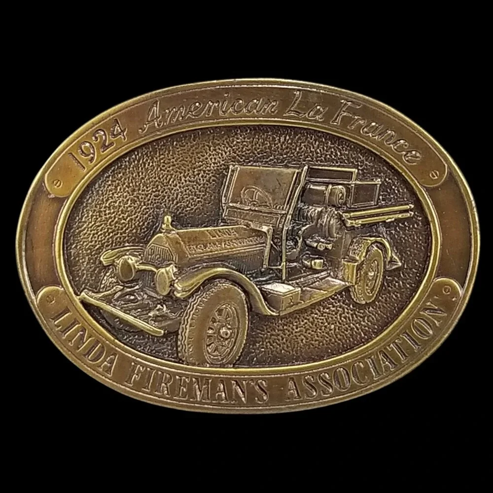1924 American La France‎ Fire Truck Linda Firemans Association Belt Buckle Brass
